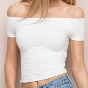 White Ruched Brandy Melville Top